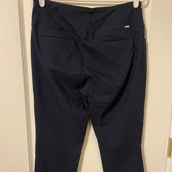 Swing Control Navy Brocade Golf Pants Size 10 Tummy Control Ankle Pant - Picture 5 of 8